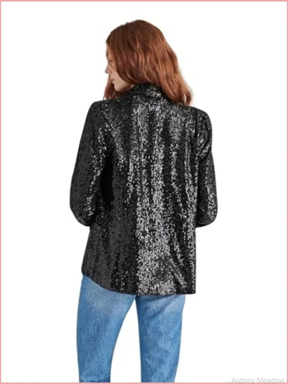 Sequin Blazer Loose Fit Notched Collar Long Sleeve